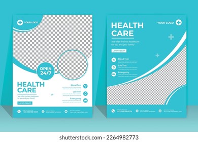 Healthcare cover a4 template design and flat icons for a report and medical brochure design, flyer, leaflets decoration for printing and presentation vector. for web banner ads.