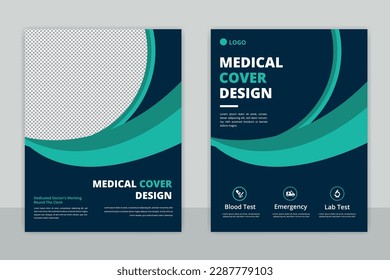 healthcare cover a4 template design and flat icons for a report and medical brochure design, flyer, leaflets decoration for printing and presentation vector.