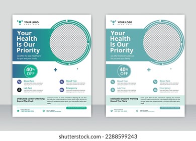 healthcare cover a4 template design and flat icons for a report and medical brochure design, flyer, leaflets decoration for printing and presentation vector.