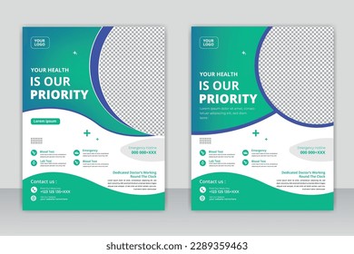 healthcare cover a4 template design and flat icons for a report and medical brochure design, flyer, leaflets decoration for printing and presentation vector.