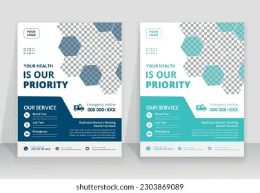 healthcare cover a4 template design and flat icons for a report and medical brochure design, flyer, leaflets decoration for printing and presentation vector.  
