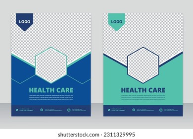 healthcare cover a4 template design and flat icons for a report and medical brochure design, flyer, leaflets decoration for printing and presentation vector.  