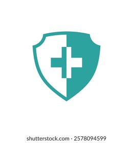 Healthcare Cross Shield Icon Vector Template