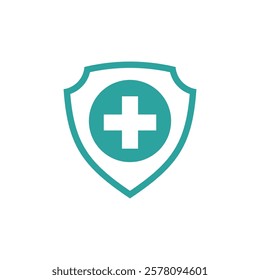 Healthcare Cross Shield Icon Vector Template