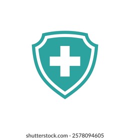 Healthcare Cross Shield Icon Vector Template