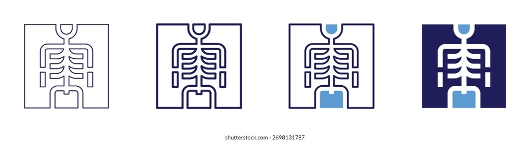 Icono de datos de atención médica en 4 estilos diferentes. Línea delgada, línea, línea en negrita, duotono. Estilo duotono. Trazo editable.