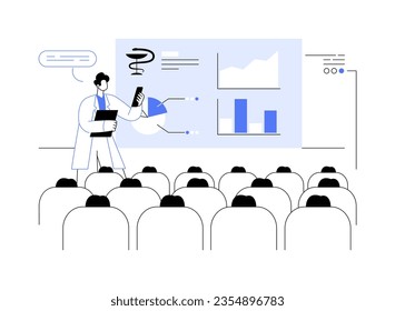Healthcare data presentation abstract concept vector illustration. Professional analyst deals with epidemiological forecasting at medical conference, healthcare data scientist abstract metaphor.
