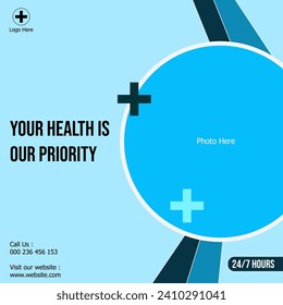 Healthcare digital marketing social media post design. Vector graphics background.