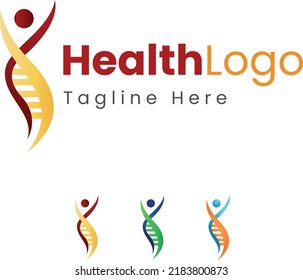 Healthcare doctor pharmacy herbal medicine laboratory DNA wellness company logo design template