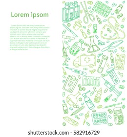 healthcare doodles vector template for your text