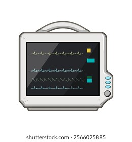 healthcare ekg monitor cartoon. telemetry portable, device leads, signal analysis healthcare ekg monitor sign. isolated symbol vector illustration