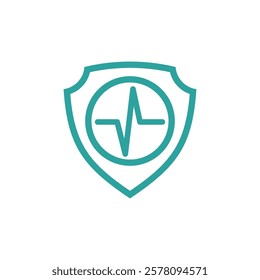 Healthcare EKG Pulse Shield Icon Vector Template