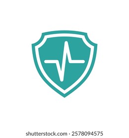 Healthcare EKG Pulse Shield Icon Vector Template