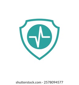 Healthcare EKG Pulse Shield Icon Vector Template