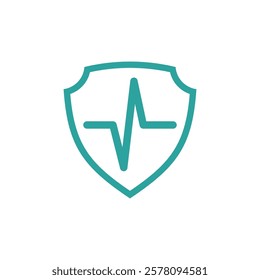 Healthcare EKG Pulse Shield Icon Vector Template