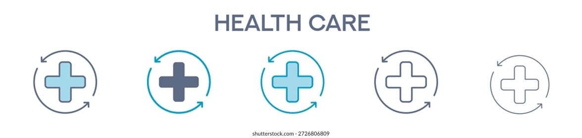 Healthcare Element For Design Graphic - Multi Styles. Vector Illustration Of Two Colored And Black. Multiple Icons Designs Can Be Used For Mobile, Ui, Web