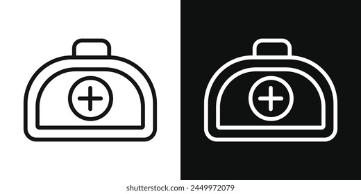 Healthcare and Emergency Response Icons with Doctor's Bag and First Aid Symbols