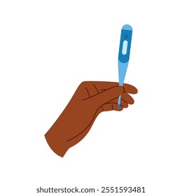 Healthcare and fever screening concept. Electronic thermometer in hand