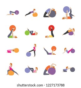 
Healthcare and Fitness Exercises Flat Icons
