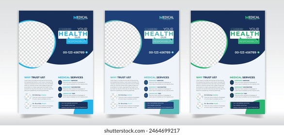 Healthcare flyer design medical flyer and Modern medical leaflet design vector template