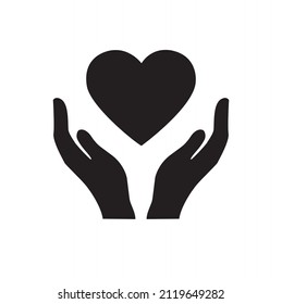 Healthcare hands holding heart flat vector icon for apps and website. Vector 10 EPS.