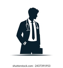 Héroe de la salud ilustración vectorial arte que representa la silueta del doctor masculino