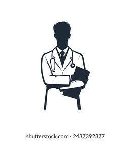 Healthcare Hero Vector Illustration Art Depicting Male Doctor Silhouette