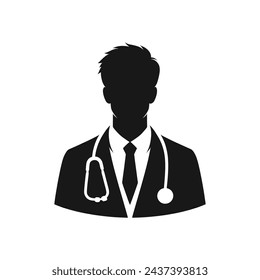 Healthcare Hero Vector Illustration Art Depicting Male Doctor Silhouette