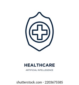 healthcare icon from artificial intellegence and future technology collection. Thin linear healthcare, care, health outline icon isolated on white background. Line vector healthcare sign, symbol for 