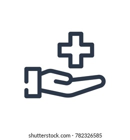 Healthcare Icon. Isolated Donate And Healthcare Icon Line Style. Premium Quality Vector Symbol Drawing Concept For Your Logo Web Mobile App UI Design.