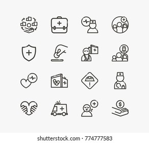 Healthcare icon line set with ambulance, cardiac care and healthcare doctor. Set of cardiologist related icon line vector items for web mobile logo UI design. Premium quality healthcare vector