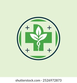 HealthCare icon, Medical Hospital cross Icon,Natural green health and medical logo.