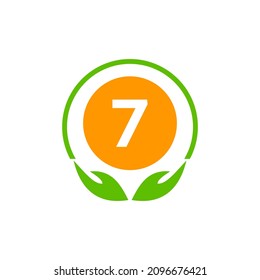 Healthcare Icon Medical Pharmacy Logo On Letter 7. Health, Charity Logo With 7 Logotype Template