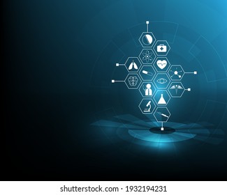 Healthcare icon and medical technology innovation concept illustration