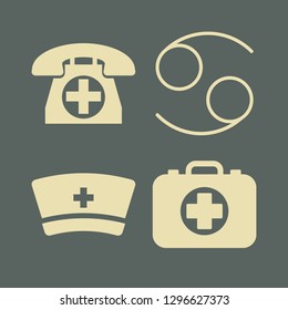healthcare icon set with cancer, medical phone and first aid kit vector illustration