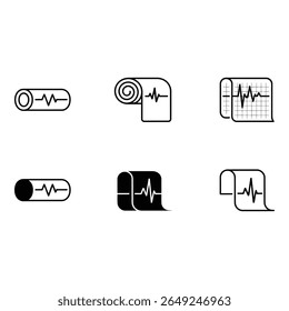 Ícone de saúde Definir ECG Heart Rate Medical Bandage Line Art Estilo Minimalista