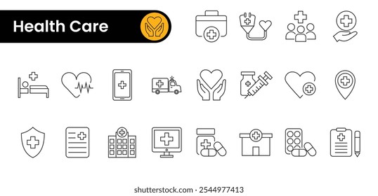 Healthcare Icon Set. Medical, Wellness and Hospital Icons for Design