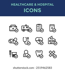 Healthcare icon set outline style.