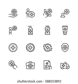 Health-care icon set in thin line style