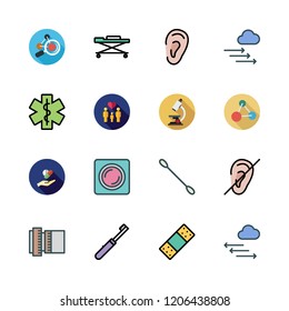 healthcare icon set. vector set about deaf, toothbrush, microscope and molecule icons set.