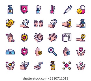 healthcare icon set vector logo illustration in flat style