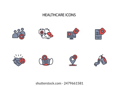 Healthcare icon set.vector.Editable stroke.linear style sign for use web design,logo.Symbol illustration.