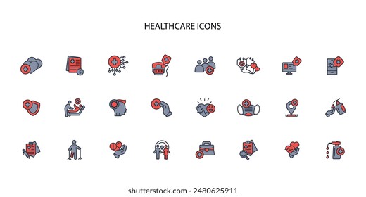 Healthcare icon set.vector.Editable stroke.linear style sign for use web design,logo.Symbol illustration.