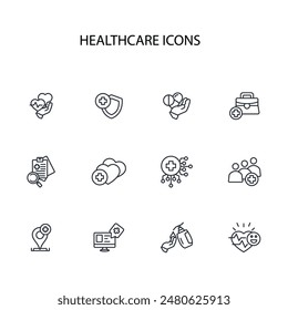 Healthcare icon set.vector.Editable stroke.linear style sign for use web design,logo.Symbol illustration.