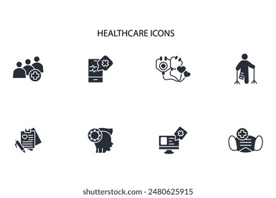 Healthcare icon set.vector.Editable stroke.linear style sign for use web design,logo.Symbol illustration.