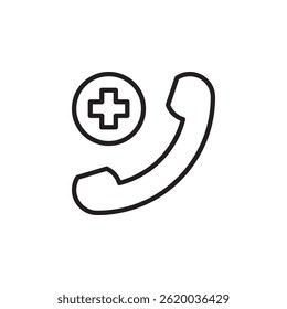 Healthcare Icon of a Telephone with a Medical Cross Symbol for Emergency Services and Support Communication