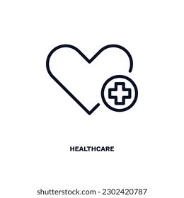 healthcare icon. Thin line healthcare icon from ai and future technology collection. Outline vector isolated on white background. Editable healthcare symbol can be used web and mobile