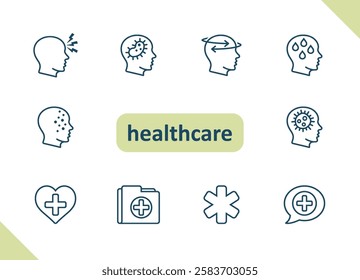 Healthcare icons. Health care, hospital, medical vector icon set