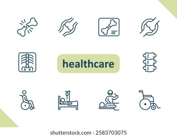 Healthcare icons. Health care, hospital, medical vector icon set