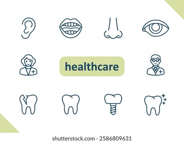 Healthcare icons. Health care, hospital, medical vector icon set